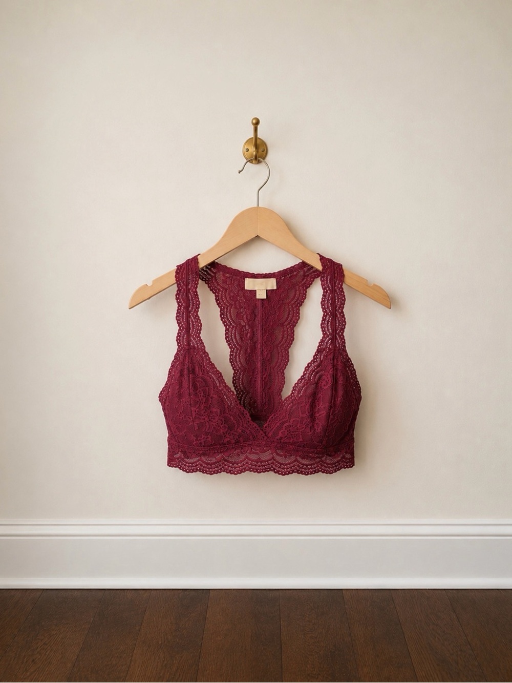 Francesca's Collections Lace Racerback Bralette in Wine